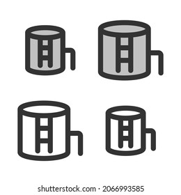 Pixel-perfect  linear  icon of oil storage tank built originally on two base grids of 32 x 32 and 24 x 24 pixels. In two-color and one-color versions. Editable strokes