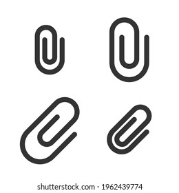Pixel-perfect linear icon of a paper clip in two variants built on two base grids . The initial base line weight is 2 pixels. In one-color version. Editable strokes