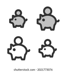 Pixel-perfect linear icon of piggy bank built originally on two base grids of 32 x 32 and 24 x 24 pixels. In two-color and one-color versions. Editable strokes	