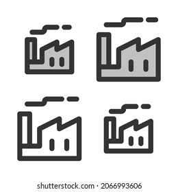 Pixel-perfect  linear  icon of plant or factory  built originally on two base grids of 32 x 32 and 24 x 24 pixels. In two-color and one-color versions. Editable strokes