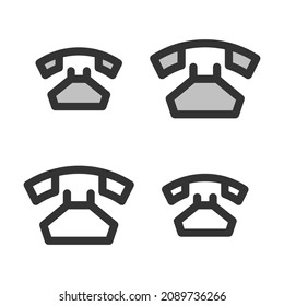 Icono lineal perfecto para píxeles del teléfono retro construido originalmente en dos cuadrículas base de 32 x 32 y 24 x 24 píxeles. En versiones de dos colores y de un solo color. trazos editables