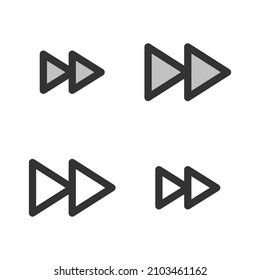 Pixel-perfect linear icon of rewind forward button built originally on two base grids of 32 x 32 and 24 x 24 pixels. In two-color and one-color versions. Editable strokes