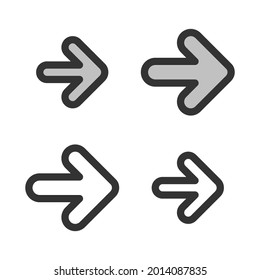 Pixel-perfect linear icon of right direction arrow built originally on two base grids of 32 x 32 and 24 x 24 pixels for easy scaling. In two-color and one-color versions. Editable strokes	