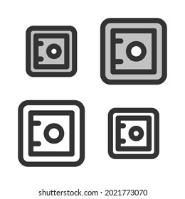 Pixel-perfect linear icon of safe built originally on two base grids of 32 x 32 and 24 x 24 pixels. In two-color and one-color versions. Editable strokes	