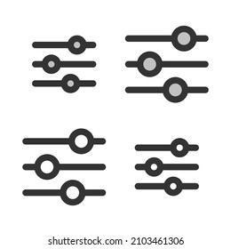 Pixel-perfect linear icon of sound control panel built originally on two base grids of 32 x 32 and 24 x 24 pixels. In two-color and one-color versions. Editable strokes