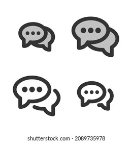 Pixel-perfect linear icon of two elliptical speech bubbles  (dialogue icon) built originally on two base grids of 32 x 32 and 24 x 24 pixels. In two-color and one-color versions. Editable strokes