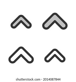 Pixel-perfect linear icon of upward direction arrow built originally on two base grids of 32 x 32 and 24 x 24 pixels for easy scaling. In two-color and one-color versions. Editable strokes	