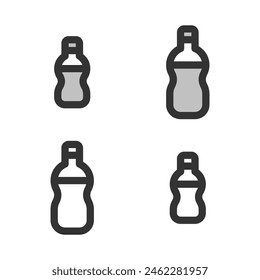 Pixel-perfect linear icon of a water bottle  built on two base grids of 32 x 32 and 24 x 24 pixels for easy scaling.  In two-color and one-color versions. Editable strokes