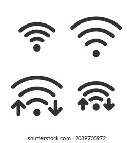 Pixel-perfect linear icon of wifi connection in two variants  built originally on two base grids of 32 x 32 and 24 x 24 pixels. In one-color version. Editable strokes