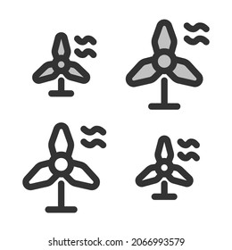 Pixel-perfect  linear  icon of  wind turbine built originally on two base grids of 32 x 32 and 24 x 24 pixels. In two-color and one-color versions. Editable strokes