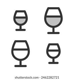 Pixel-perfect linear icon of a wineglass   built on two base grids of 32 x 32 and 24 x 24 pixels for easy scaling. In two-color and one-color versions. Editable strokes