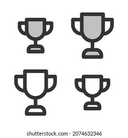 Pixel-perfect  linear   icon of   winner trophy cup built originally on two base grids of 32 x 32 and 24 x 24 pixels. In two-color and one-color versions. Editable strokes