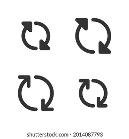 Pixel-perfect linear icons of recycling arrows in two variants built originally on two base grids of 32 x 32 and 24 x 24 pixels for easy scaling. In one-color versions. Editable strokes	