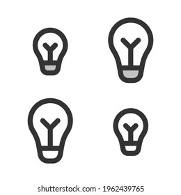 Pixel-perfect linear lamp icon built on two base grids. The initial base line weight is 2 pixels. In two-color and one-color versions. Editable strokes