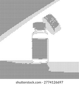 A pixelportrait in retro halftone dotted dither style featuring monochrome vintage abstract minimalist graphic dotart with a blackwhite pattern resembling a retrostyle face stencil perfect for modern artvector designs and printable projects