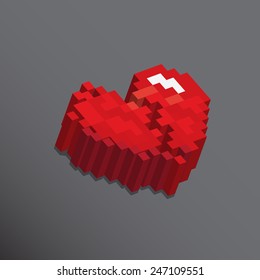 Pixels art heart broken designs love concept