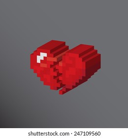 Pixels art heart broken designs love concept