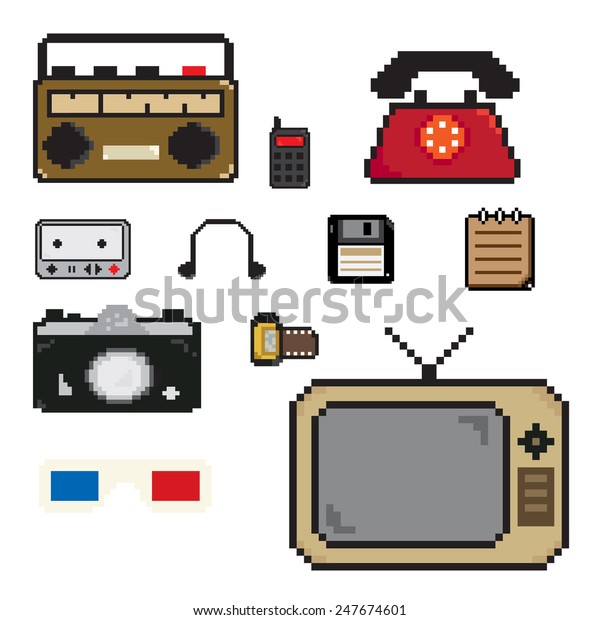 Pixels Art Old Item Technology Icon Stock Vector (Royalty Free) 247674601