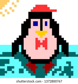 pixels art  penguin