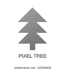 Pixels art style Christmas tree. Vector illustration