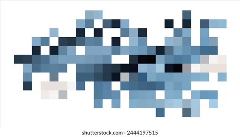 Fondo de píxeles. Ilustración de textura abstracta. Un minimalismo audaz. Concepto digital. Elementos cuadrados. Impresión de geometría de moda. Colores azules. Concepto de explosión