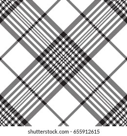 Pixels black and white check plaid seamless pattern. Vector illustration.