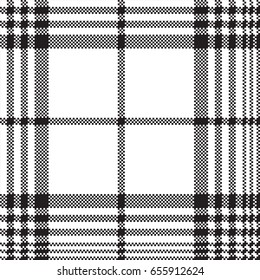 Pixels black and white check plaid seamless pattern. Vector illustration.