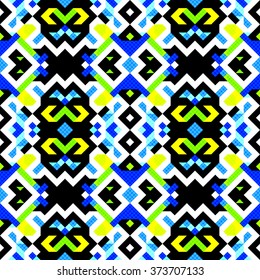 pixels colored geometric seamless pattern vector illustration