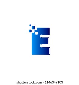 Pixels coming out from letter w, m, e, k alphabet vector logo design