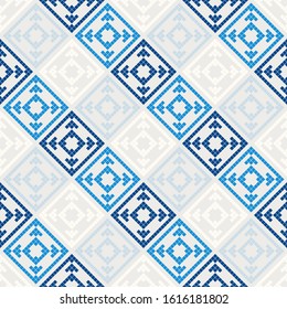 Pixels. Ethnic boho ornament. Seamless pattern. Tribal motif. Vector illustration for web design or print.