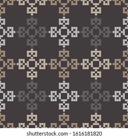 Pixels. Ethnic boho ornament. Seamless pattern. Tribal motif. Vector illustration for web design or print.