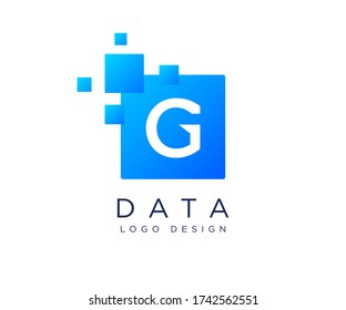 logotipo de letra G en píxeles. Vector de diseño de logotipo de letra G con píxeles