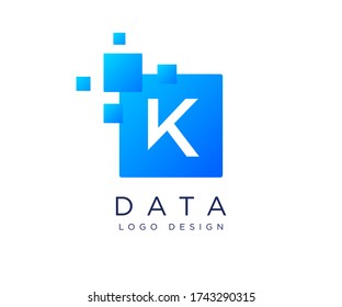 pixels letter K logo. K letter logo design vector with pixels