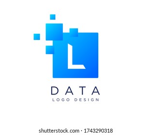 pixels letter L logo. L letter logo design vector with pixels