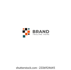 Pixels Letter P logo icon design template elements. Technology Q letter logo.