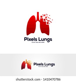 pixels lungs logo design vector, human lungs logo designs, respiratory system logo designs