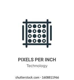 Pixels per inch glyph icon vector on white background. Flat vector pixels per inch icon symbol sign from modern technology collection for mobile concept and web apps design.