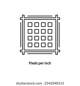 Ícone de pixels por polegada da coleção de contornos de tecnologia. Ícone de linha fina de pixels por polegada isolado no fundo branco.