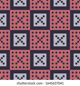 Pixels. Seamless knitted pattern. Norwegian drawing. A warm sweater. Vector illustration for web design or print.
