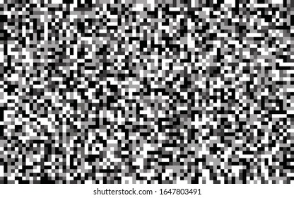 Pixels motif harmonieux Arrière-plan Noir et blanc pixellisé Bruit granuleux effet militaire 8 bits arrière-plan Vectoriel de style rétro pour jeu, web, tissu