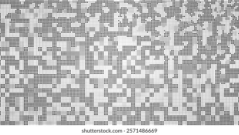 Pixels texture. Pixel Abstract Mosaic Gradient Design Background. Monochromatic Abstract Background Isolated on white. Vector Illustration.