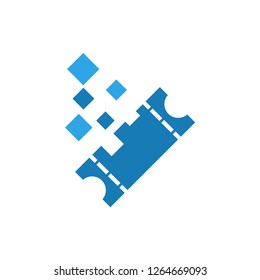 Pixels ticket graphic icon design template isolated