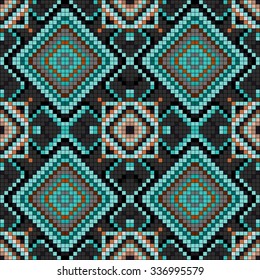 pixels vintage geometric background seamless pattern vector illustration