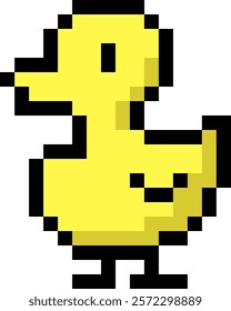 Pixels Y2K Duck Sticker Vector Illustration