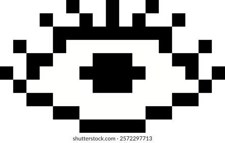 Pixels Y2K Eye Sticker Vector Illustration
