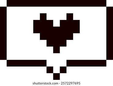 Pixels Y2K Heart Speech Box Sticker Vector Illustration