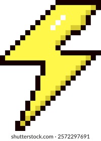 Pixels Y2K Lightning Sticker Vector Illustration