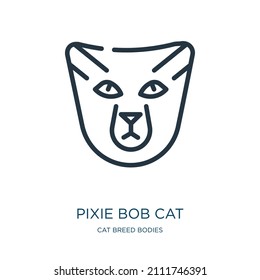 Pixie Bob Cat Thin Line Icon. Kitten, Breed Linear Icons From Cat Breed Bodies Concept Isolated Outline Sign. Vector Illustration Symbol Element For Web Design And Apps.