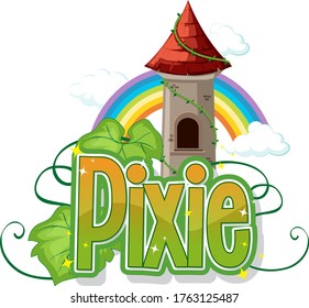 Pixie logo with little fairies on white background illustration