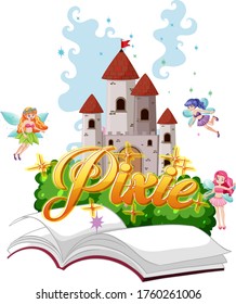 Pixie logos with little fairy on white background illustration